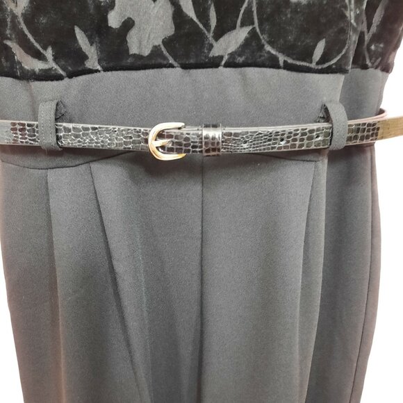 Vintage 80s Cache Jumpsuit Size S Black Velvet Mock Neck Short Sleeve Size S - Picture 4 of 11